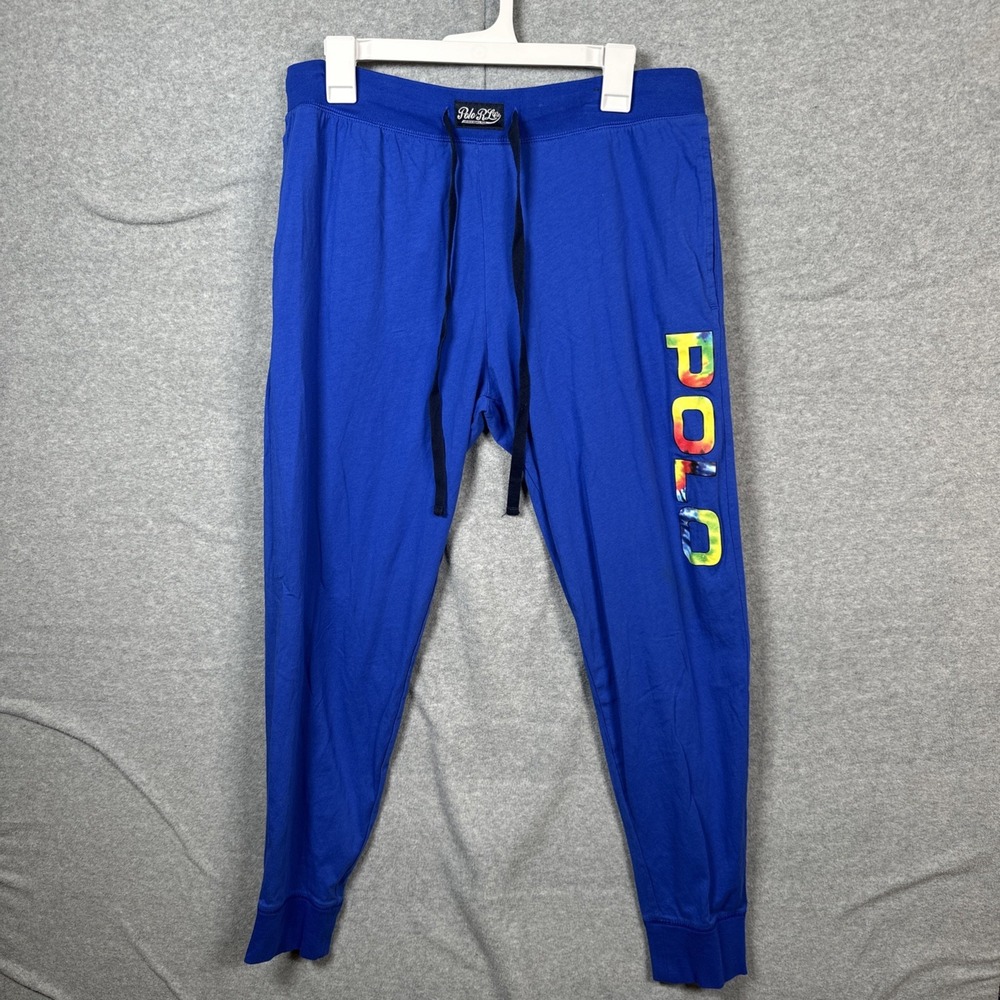 Polo Ralph Lauren Logo Drawstring Lounge Sleepwear Men's Pajama Pants Blue Large